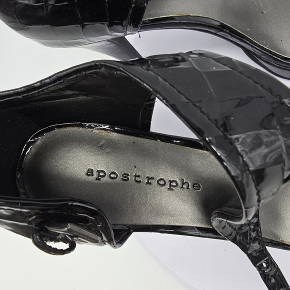 Apostrophe Shoe Women 11M Black Faux Croc High Heels Open Toe Platform - Picture 4 of 10